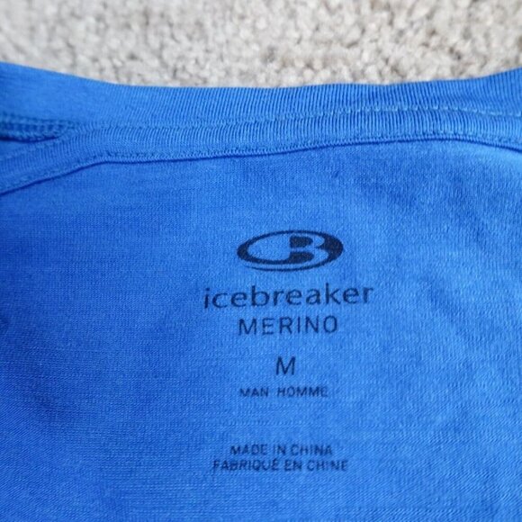 Icebreaker Shirt Medium Blue Solid Wool Blend - Picture 2 of 8